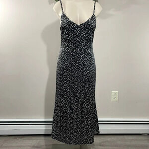 Forever 21 Sleeveless Strappy Back Maxi Dress Black White Spotted S